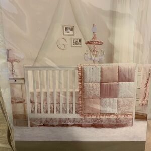 Gorgeous baby crib bedding, crib cover, and mobile